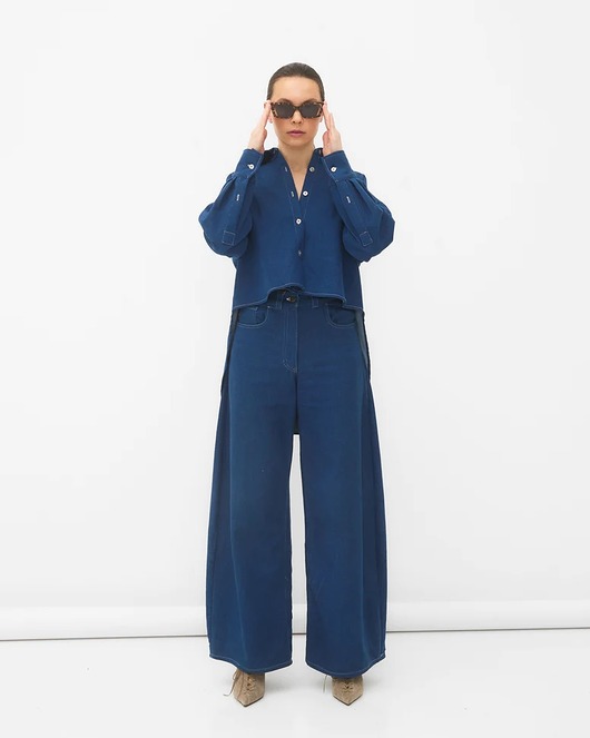 spodnie materiałowe damskie Spodnie jeansowe Full Moon navy