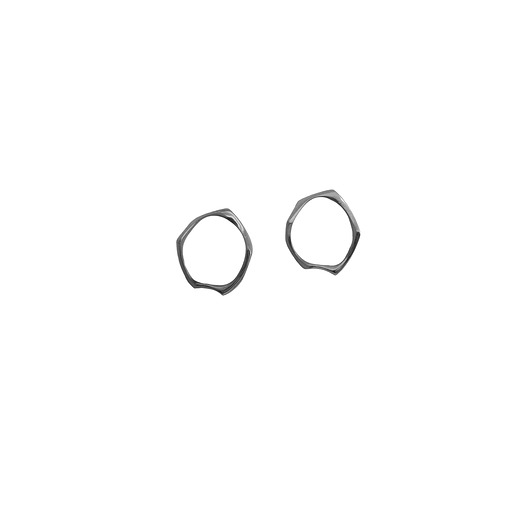 Kolczyki srebrne WAVES Circle / black silver earrings Filimoniuk