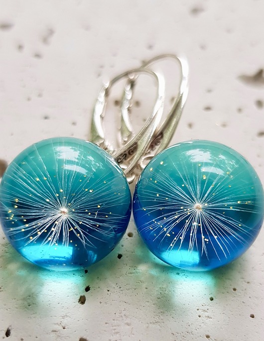 Kolczyki srebrne z nasionami dmuchawca Grol Jewellery