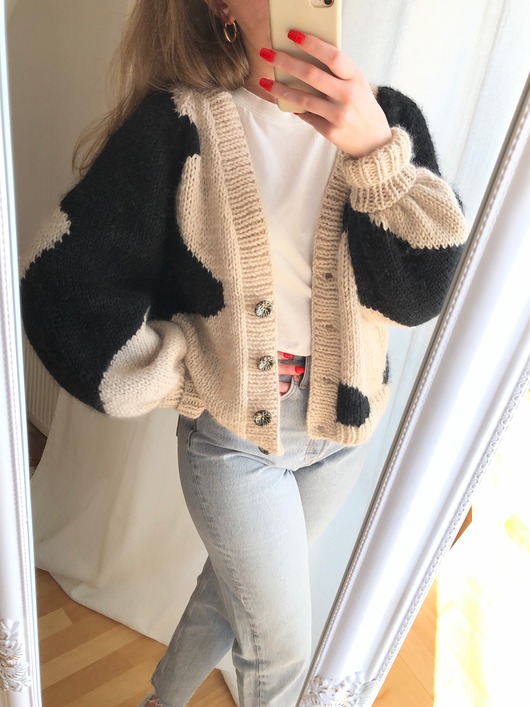 swetry damskie  Ręcznie robiony sweter w łaty 100% wełna handmade