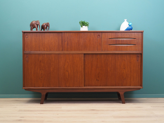 szafki Highboard tekowy, duński design, lata 60, produkcja: Dania
