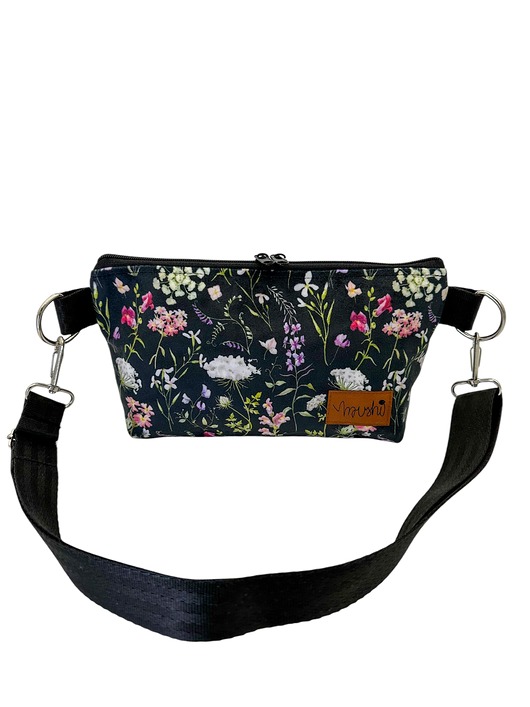 torebki mini Torebka "Łąka na czarnym tle" welur