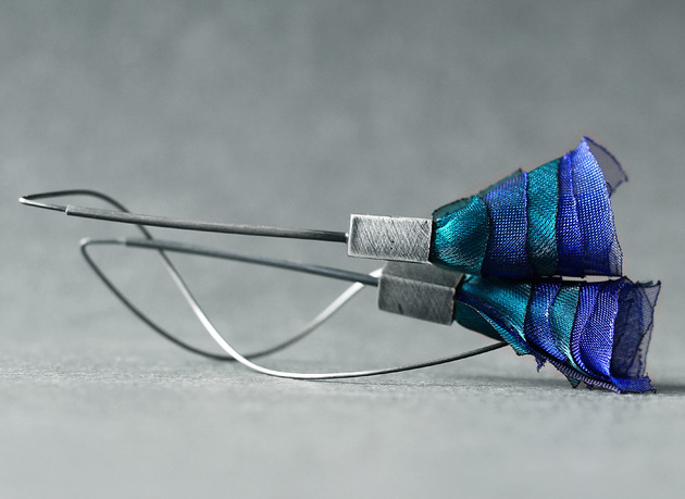 kolczyki wire wrapping Długie srebrne kolczyki geometryczne CHAWENG
