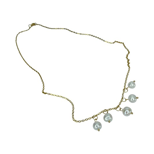 złote naszyjniki Pozłacany łańcuszek z perłowymi wisiorkami