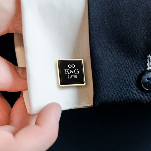 spinki do mankietów Ślubne złote spinki do mankietów z grawerem