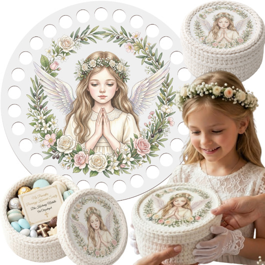 komunia - pozostałe BIAŁA Baza Podstawa Spód DNO do Koszyka Prezent na Komunię dla Dziewczynki