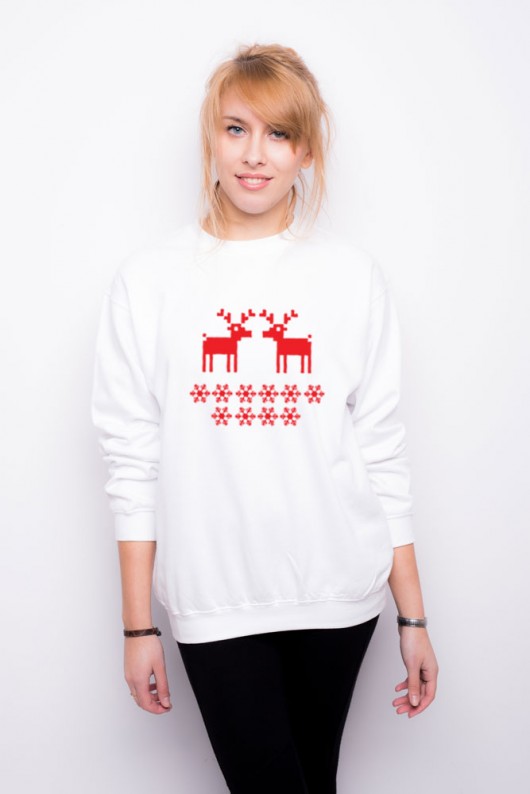 Bluza damska biała z motywem renifera. AllbagAllprints