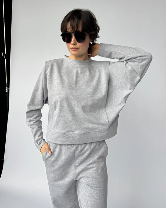 bluza bez kaptura damska Bluza Art grey z poduchami
