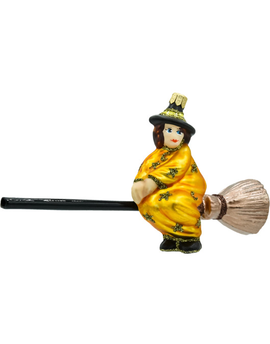 bombki Bombka choinkowa: Czarownica na miotle: złota