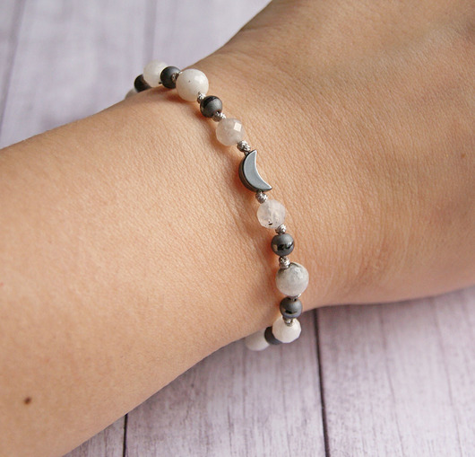 bransoletki z kamieni naturalnych Amulet LUNULA kamień księżycowy