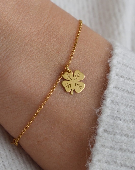 bransoletki złote Koniczynka na szczęście bransoletka