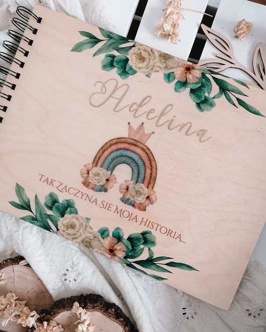 niemowlak - inne BOHO TĘCZA album dla dziewczynki, prezent na chrzest, narodziny, baby shower
