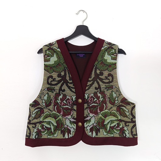 kamizelki damskie Kamizelka L z żakardowej narzuty z okresu PRL-u