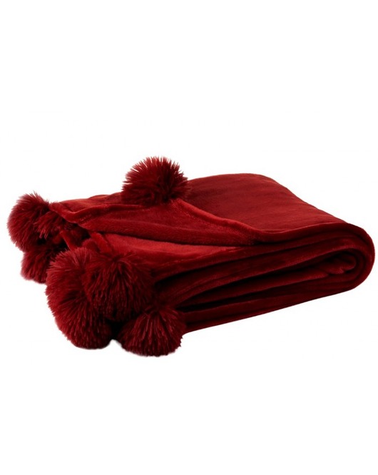 Koc Pled PomPom Red MIA home