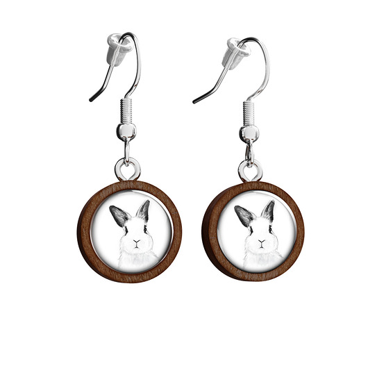 kolczyki drewniane Kolczyki drewniane - Królik - wiszące