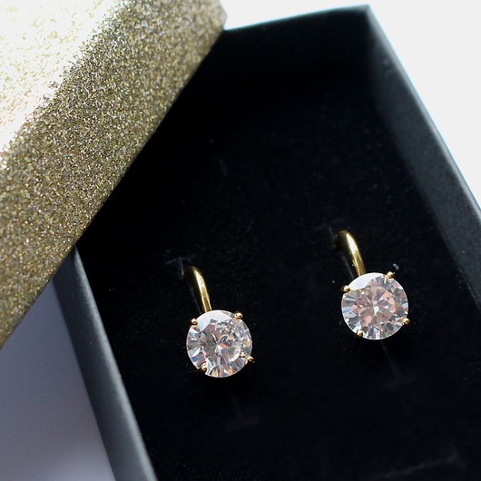 kolczyki pozłacane Kolczyki pozłacane Moissanit - eleganckie z brylantowym szlifem