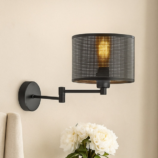 kinkiety Czarny kinkiet w stylu loft do sypialni BRAGE AŻUR