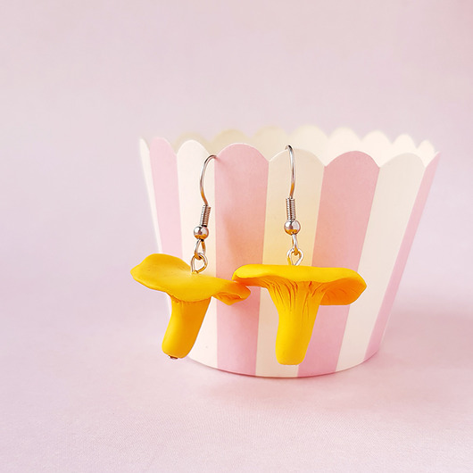 Kolczyki kurki grzyby z fimo Lemon Lovely