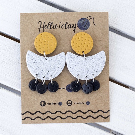Kolczyki handmade szare z ochrą Hellaclay