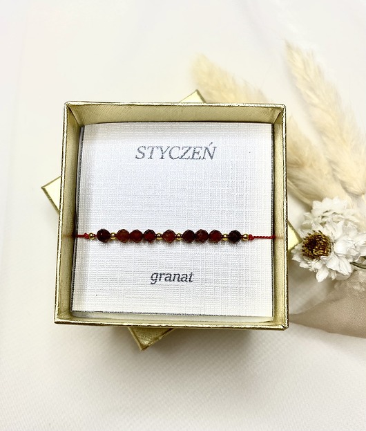 bransoletki z kamieni naturalnych Bransoletka kamień urodzeniowy Styczeń- Granat