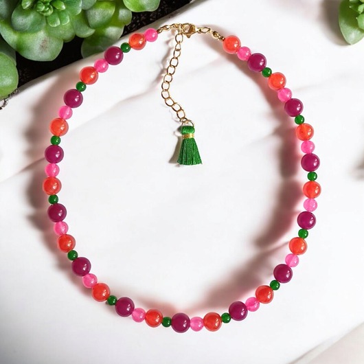 chokery Choker : summer fruits : kolorowy jadeit : choker z kamieni