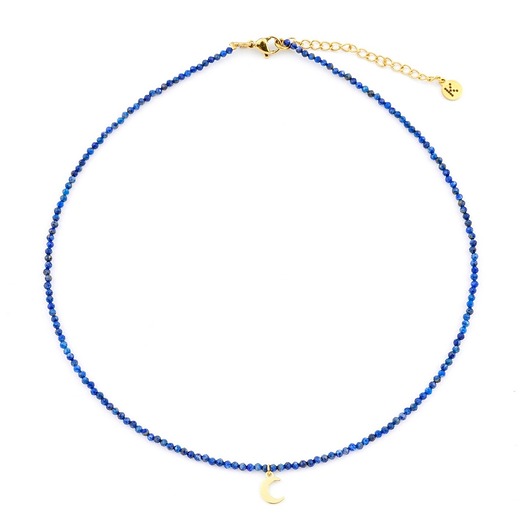 chokery Niebieski Lapis Lazuli - naszyjnik z kamieni naturalnych z zawieszką - złota