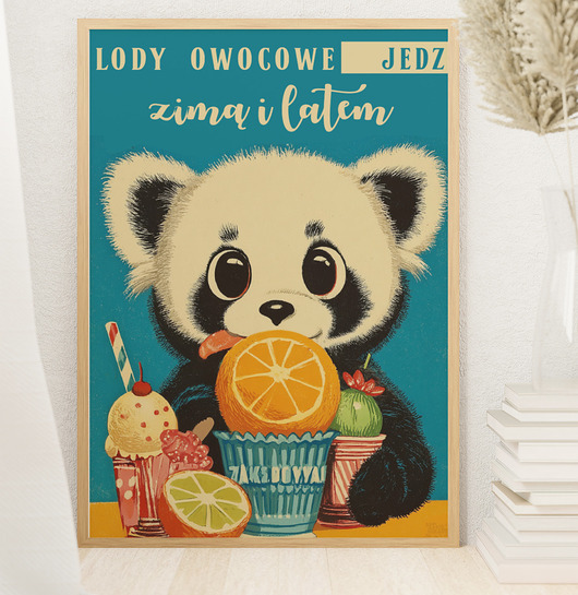 plakaty Plakat prl w kuchni   lody retro vinted 30cmx40cm