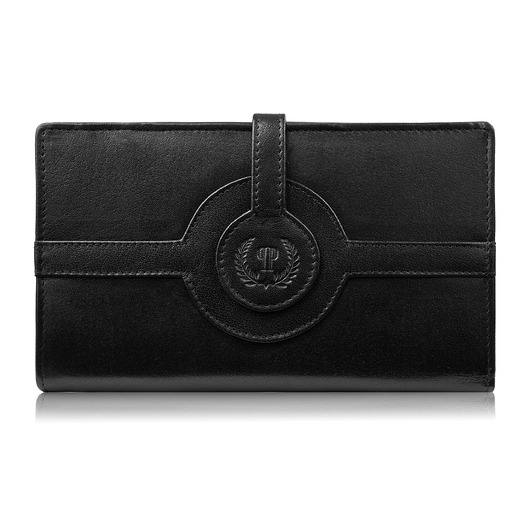 portfele damskie Portfel damski ze skóry licowej czarny duży poziomy Paolo Peruzzi T-134-BL