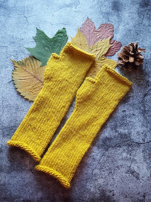 rękawiczki damskie Mitenki z wełny owczej i lamy żółty miodowy