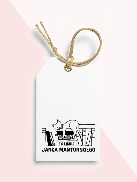Stempel ex libris personalizowany Kot DrukLove