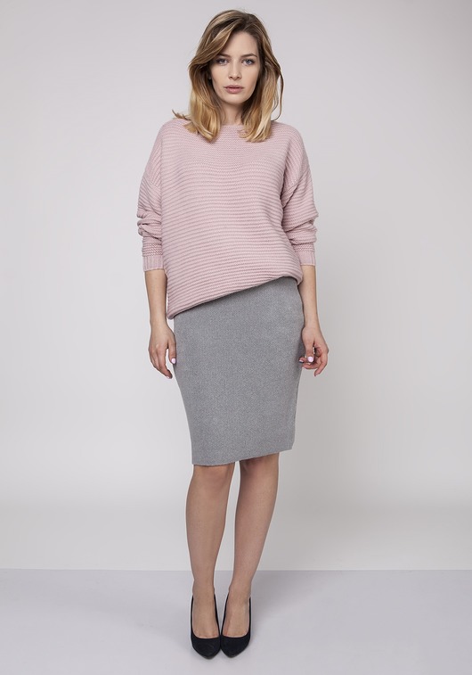 Sweter z fakturą, SWE160 róż MKM MKMswetry