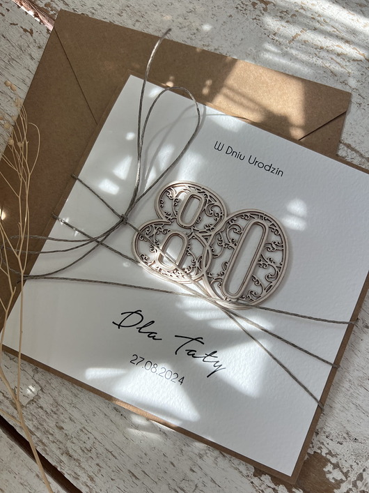 kartki scrapbooking Wyjątkowa ręcznie robiona kartka życzenia na 80 urodziny