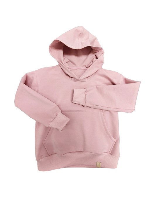 bluza z kapturem damska Bluza damska, klasyczna "Pudrowy róż + kieszeń kangurka"
