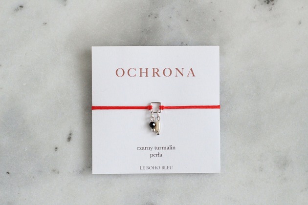 bransoletki na sznurku Bransoletka Ochronna z Czarnym Turmalinem i Perłą