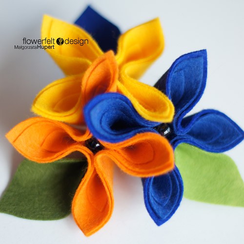 orange yellow indygo FlowerFelt Design