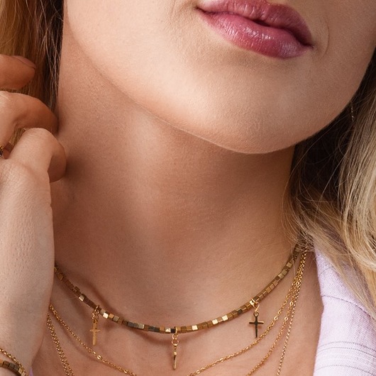 chokery Choker z krzyżykami Pretty Gold Crosses