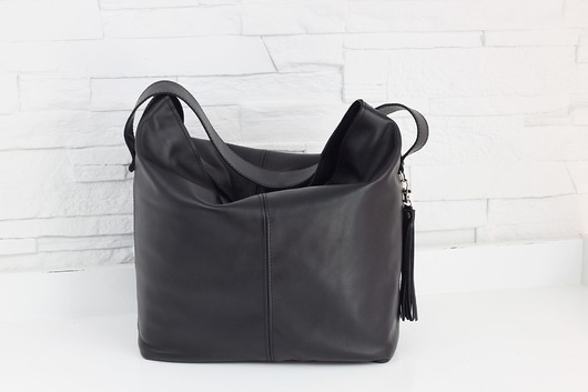 Skórzany  Shopper boho black classic szewro FABIOLA TOREBKI