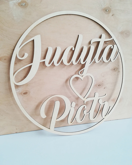 Koło z imionami 60 cm - serce JJ Studio