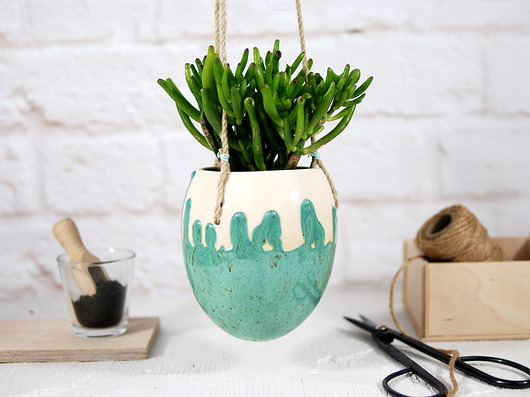Ceramiczna doniczka wisząca - modern 10FingersArt