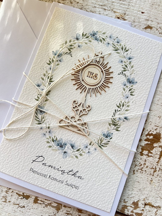 kartki na komunię Kartka komunijna ręcznie robiona - pamiątka komunijna