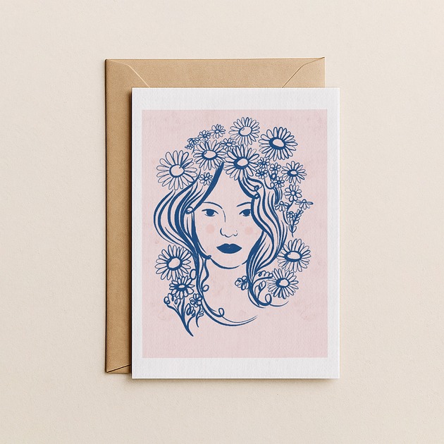 kartki okolicznościowe - wydruki Kartka z Kobietą w kwiatach