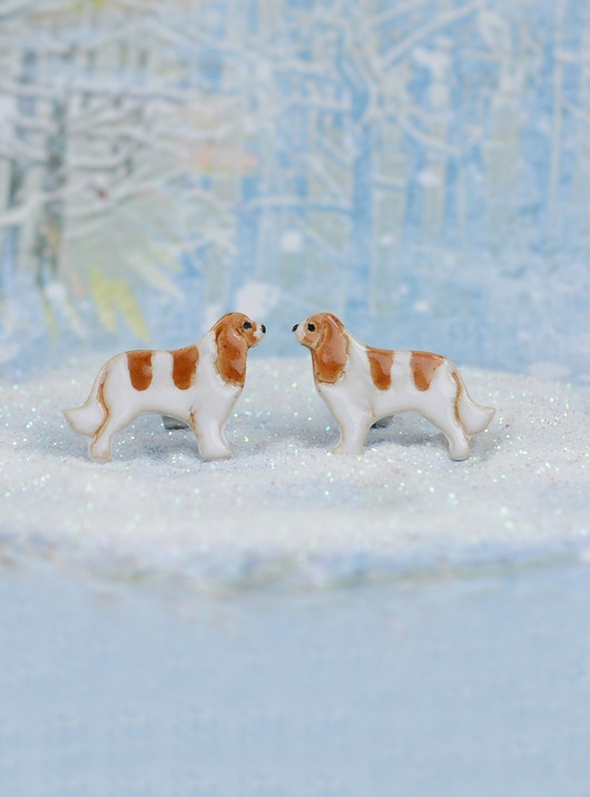 kolczyki ceramiczne Cavalier mini pieski- ceramiczne kolczyki