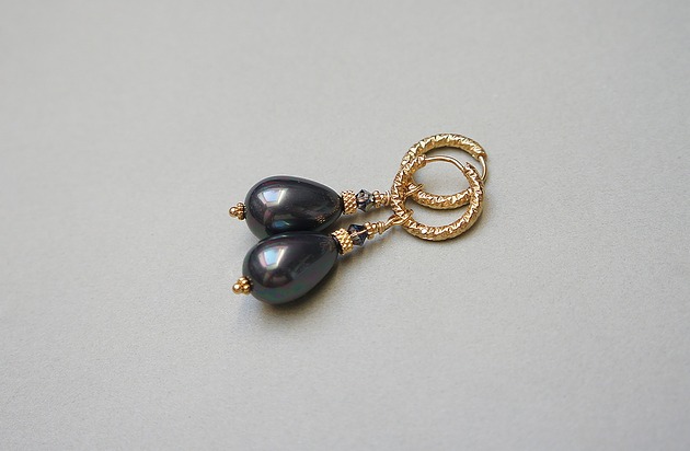 kolczyki pozłacane Kolczyki pozłacane Pearls [black] perły vol. 2 