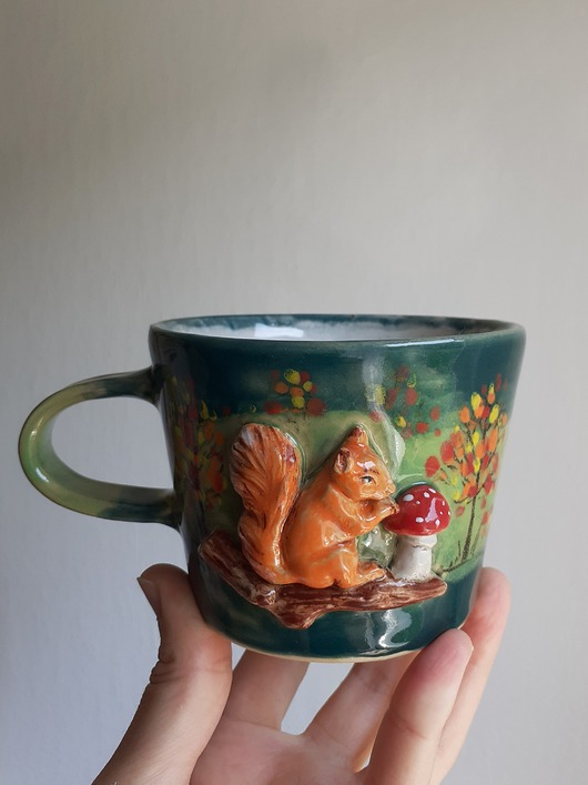 kubki Kubek z wiewiórką i muchomorkiem, jesień