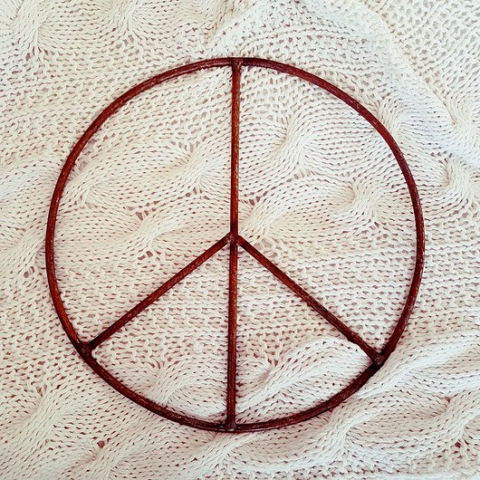 Pacyfa naturalna rdza  40cm, znak pokoju, metal Home Design