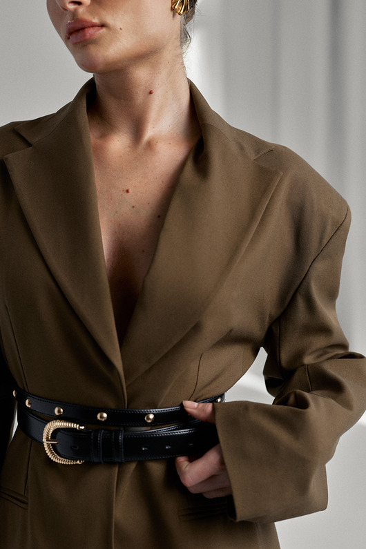 paski damskie Pasek Skórzany Retro Gold Black