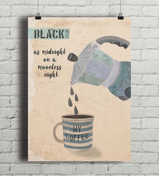plakaty Czarna kawa - plakat fine art, giclee