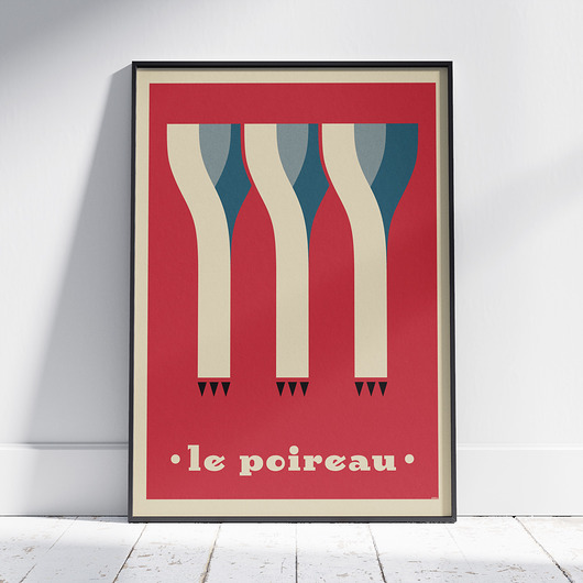 plakaty Plakat do kuchni, minimalizm, warzywa, por, le poireau