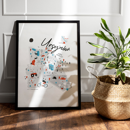 plakaty Warszawa Mapa Ursynów plakat 50x70 cm