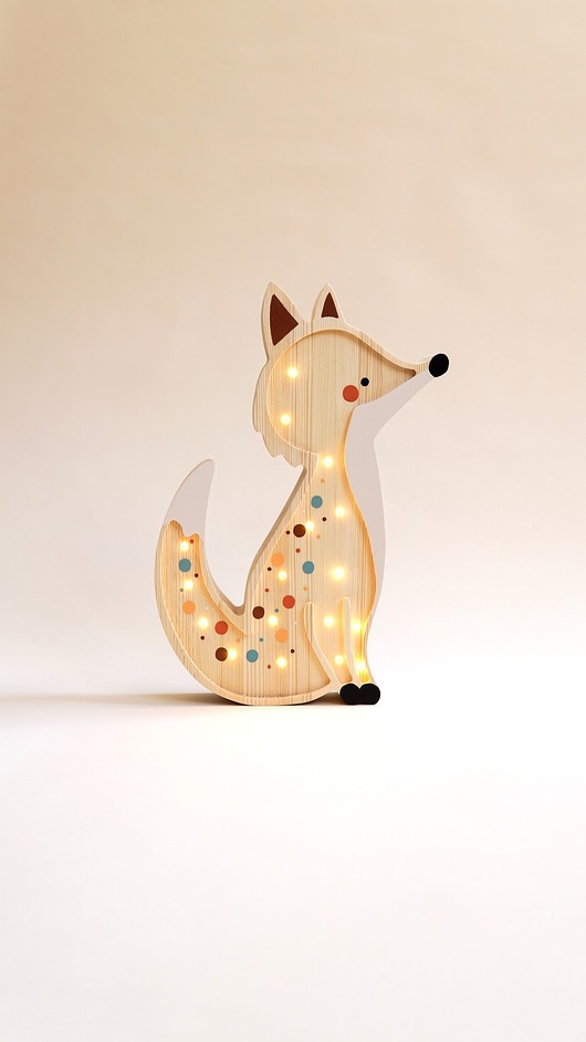 lampy do pokoju dziecka Drewniana Lampka Lisek - Natural